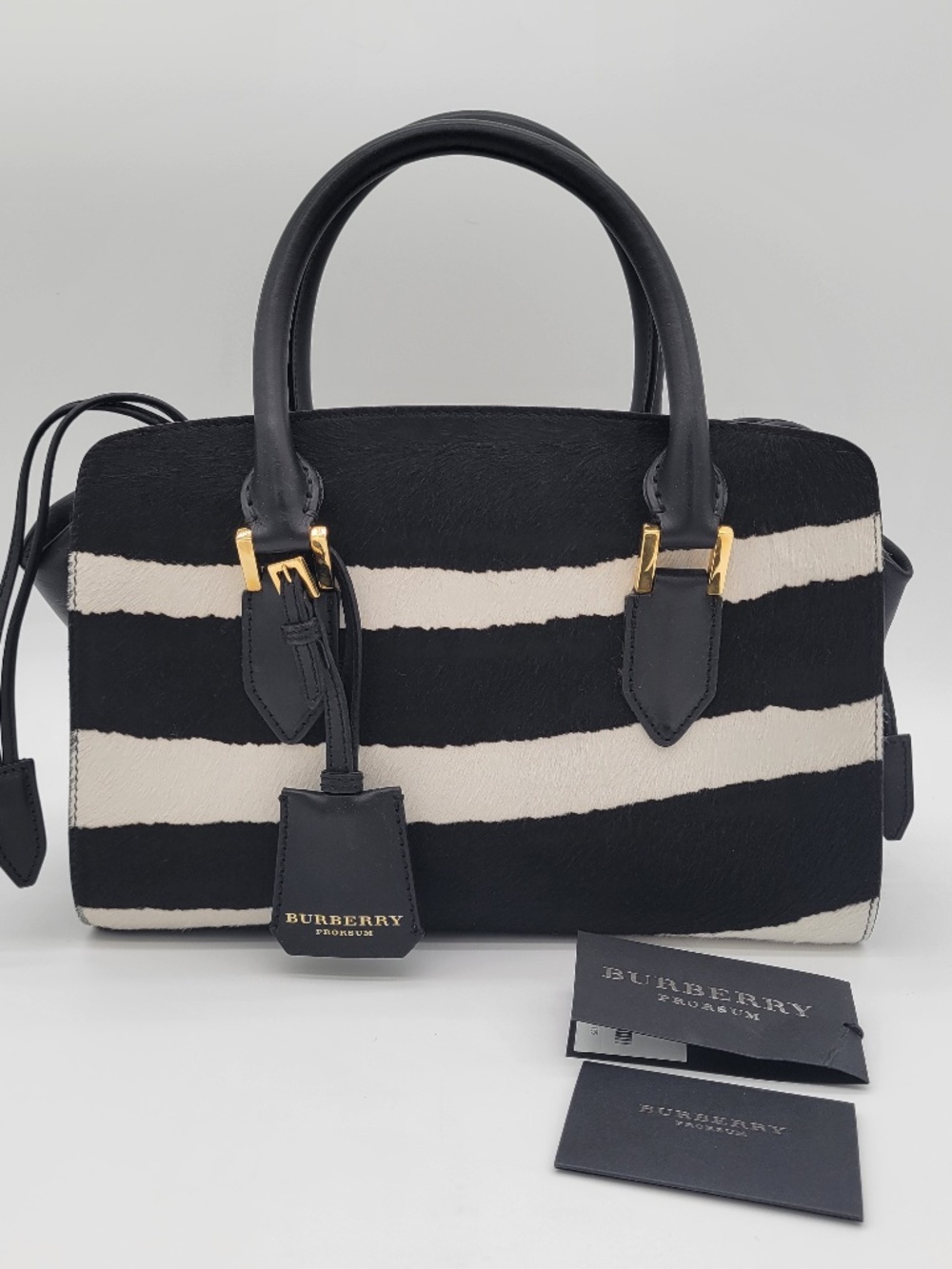 Burberry Prorsum Dinton Zebra Stripe Calf Hair Leather Satchel